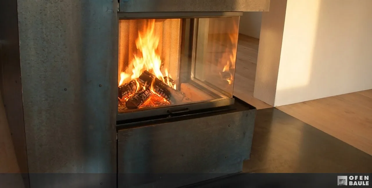 Eck-Kamin 67 mit Rohstahl, ausgeführt in Hildesheim