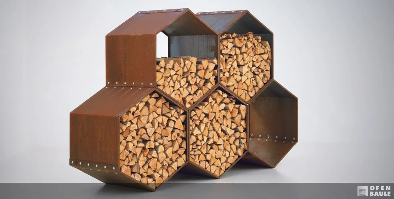 Holzlager 5x WoodBee, Cortenstahl