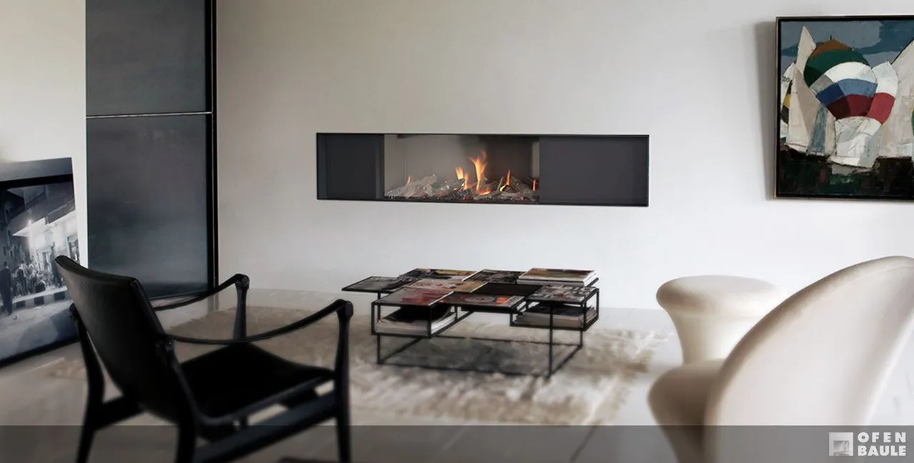 Horizontal-Kamin 100 mit Stahlrahmen