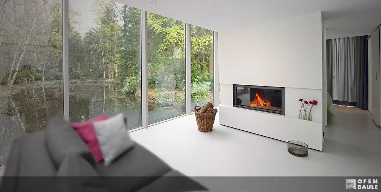 Horizontal-Kamin 105 weiß verputzt