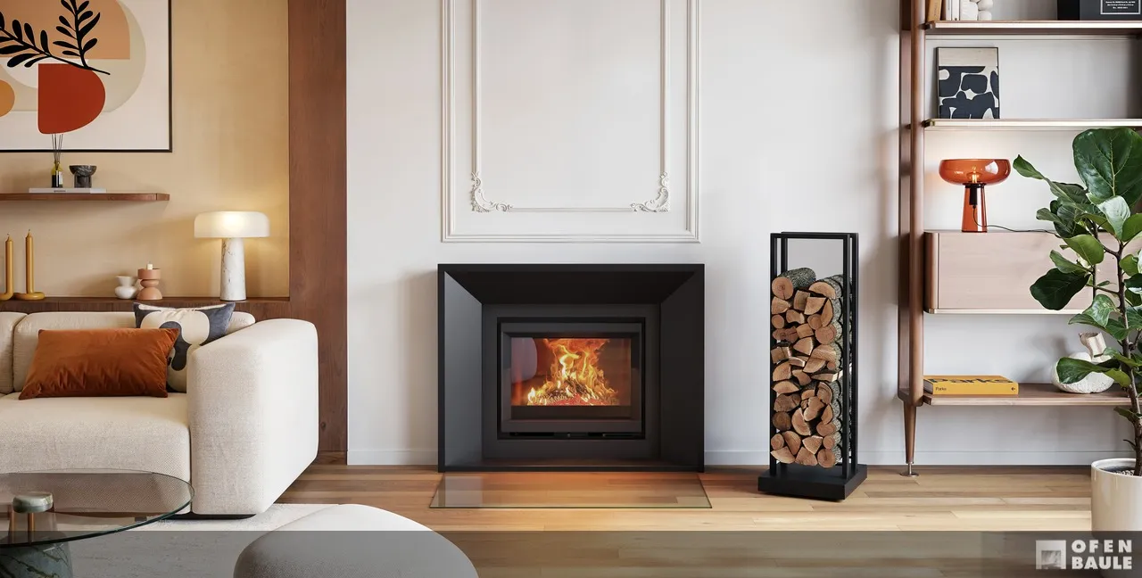 Kamin in Stahlverkleidung