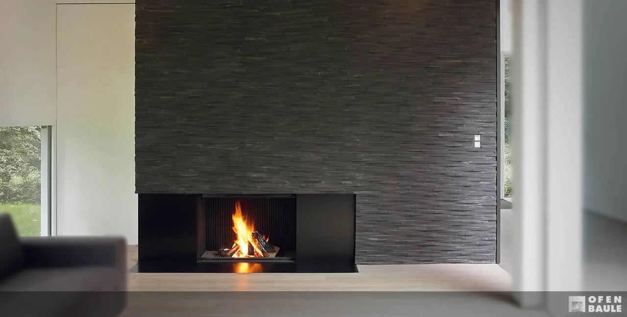 Stil-Kamin 105 MF mit Bruchstein, bodentief