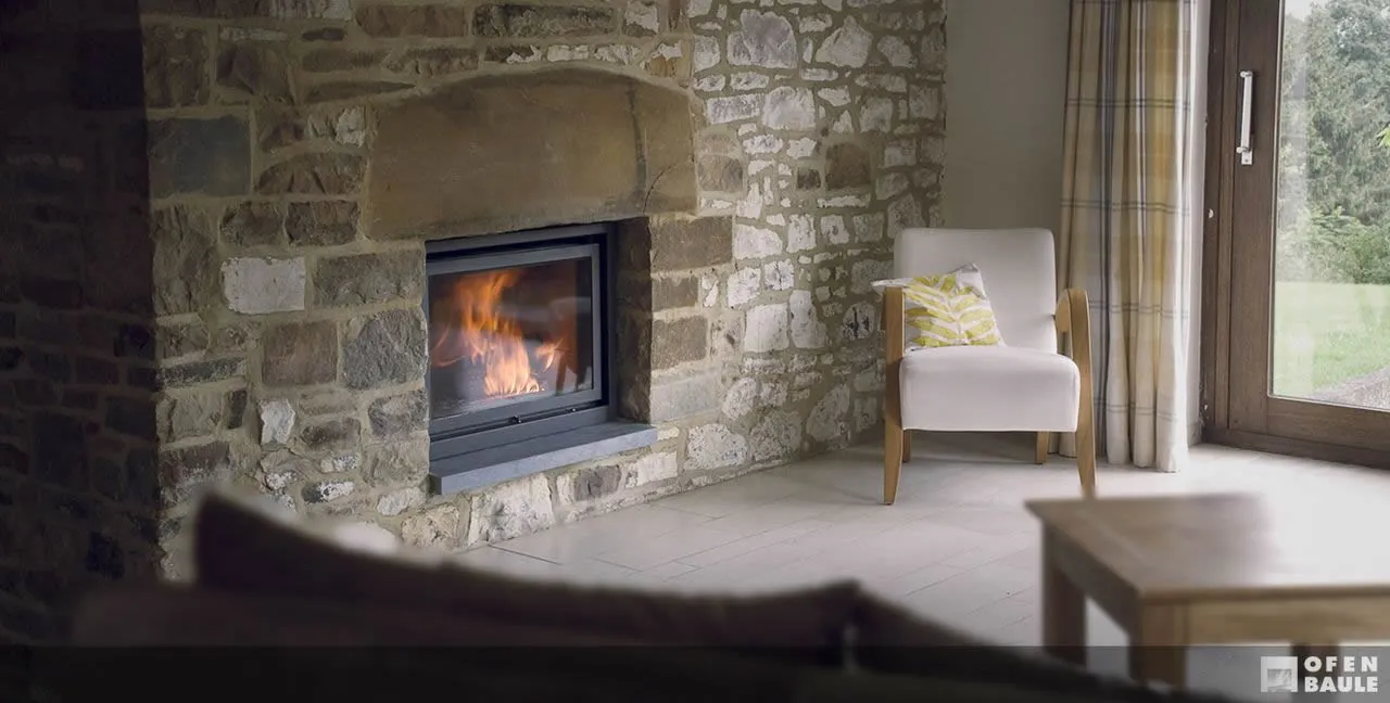 Stil-Kamin 68 mit Klapptür mit Bruchstein