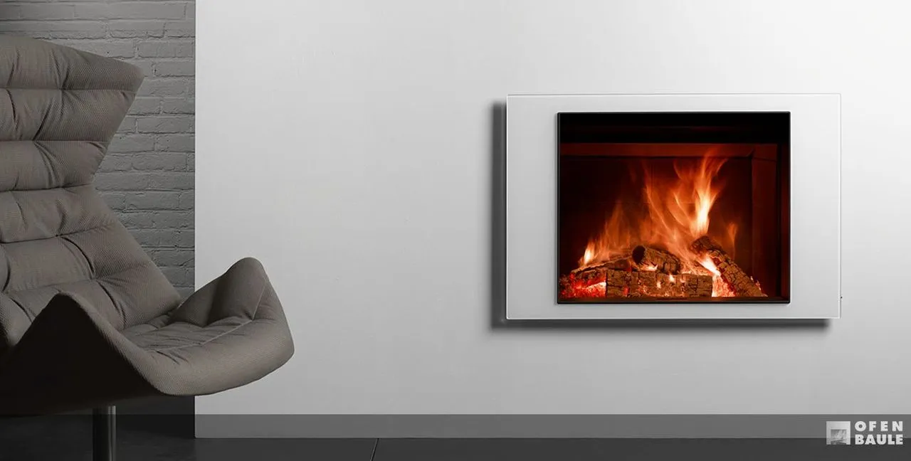 Stil-Kamin 90 mit Glasrahmen in weiß