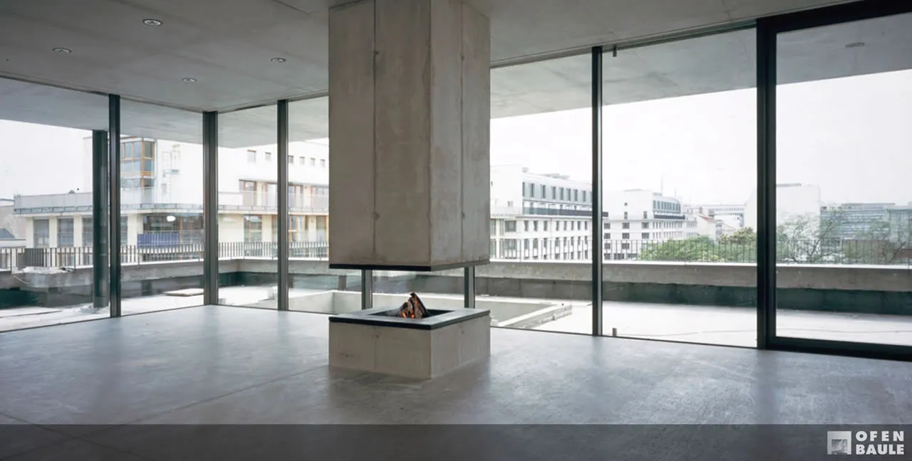 Offener Zentralkamin im Bunker, ausgeführt in Berlin